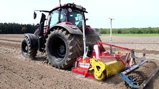 Valtra T 175 mit Kombi beim Acker herrichten.