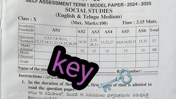 10th class social studies sa-1 question paper answers key self assessment term 1 model paper 2 