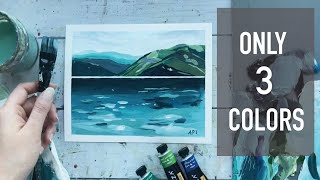 Abstract Landscape Painting | Acrylic Lake Painting Tutorial