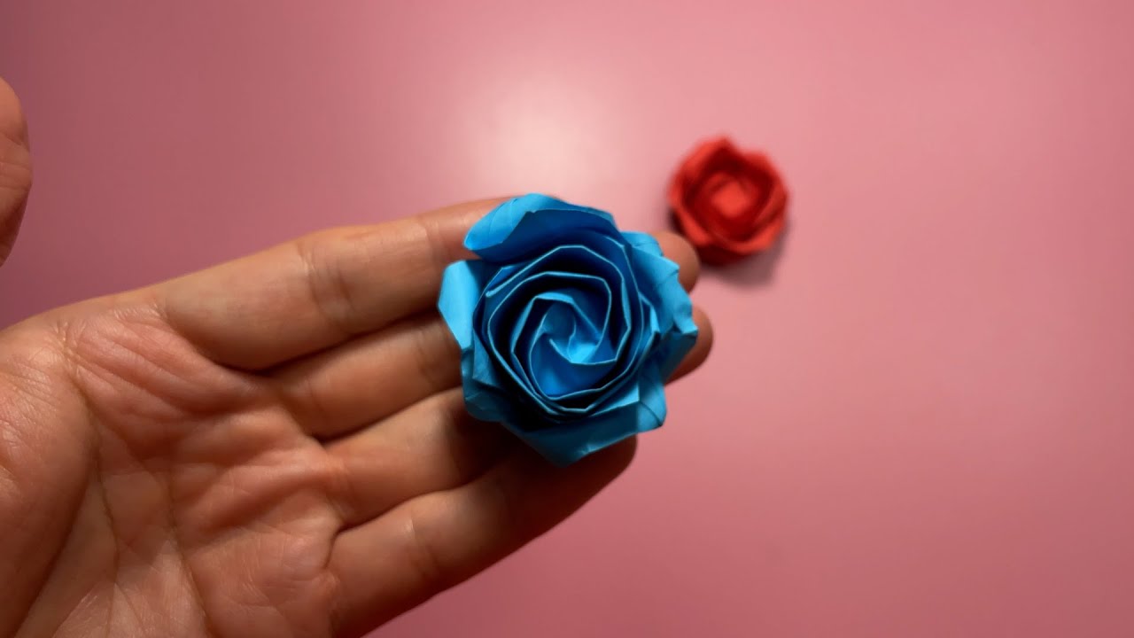 Easy paper crafts.Origami four Petals rose simple step tutorial. How to