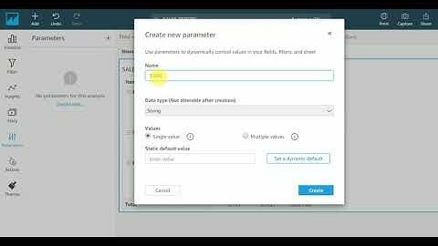 Quicksight Tutorials: Create Parameters in AWS Quicksight and passing control.