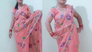 Gorget And Net Mix Saree Wearing Using No Pin Gorget Saree D In Without Using Safety Pins