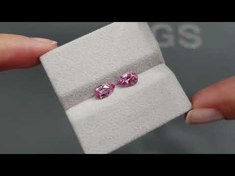 Pair of pink spinels in pear cut 1.90 carats, Tajikistan Video  № 3