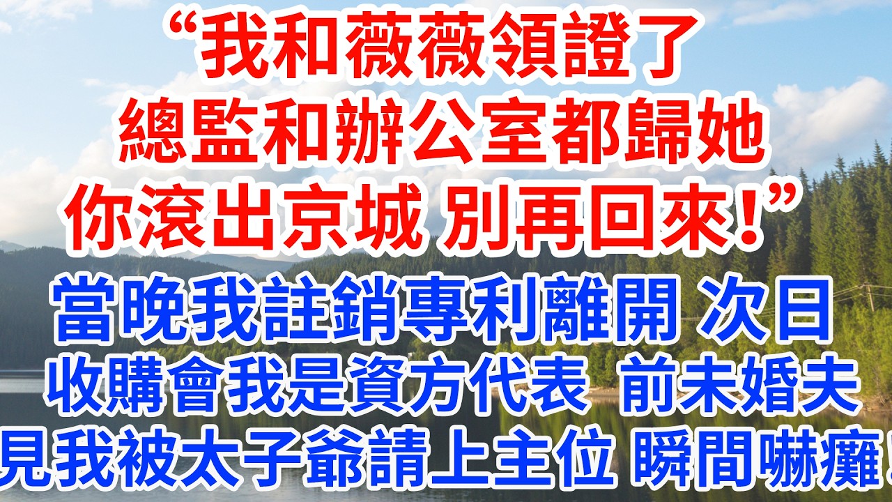 “我和薇薇領證了，總監和辦公室都歸她，你滾出京城 別再回來！”當晚我註銷專利，次日收購會上我是資方代表 前未婚夫看著我被太子爺請上主位 瞬間嚇癱！