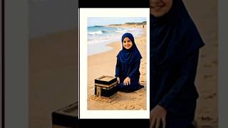 Girl in Abaya🧕🏻 Making 🧱Kaaba🕋 on Beach 😱🌊#shorts #shortvideo #sandart