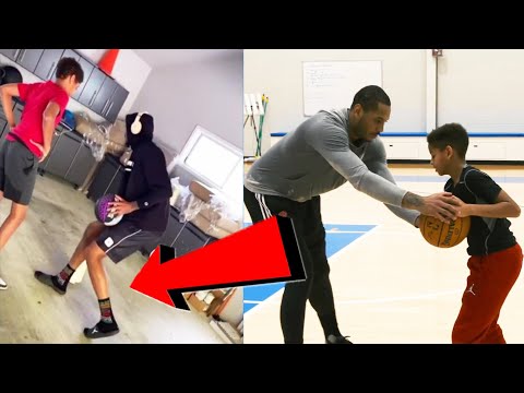 Carmelo Anthony Teaches His SIGNATURE JAB STEP To His Son At Home!
