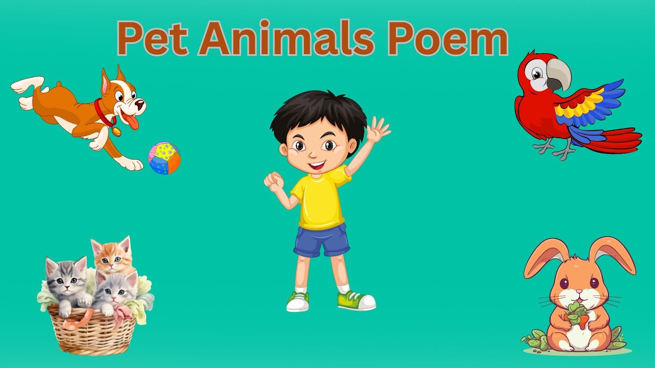 🐶🐱🐇 Pet Animals Poem for Kids | Fun Rhyme & Learning Song 🐦🐠 - YouTube