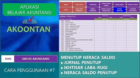 Excel Siklus Akuntansi Perusahaan Jasa #7 : Jurnal & Neraca Saldo Penutup