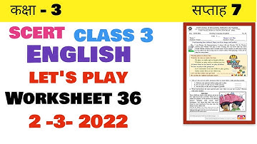 Class 3 English Week 7 worksheet 36 English week 7 answer class 3 Reading Campaignweek 7( 2-3-22)