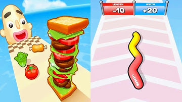 Sandwich Runner VS Gummy Worm Go  - All Levels Gameplay Walkthrough (Android iOS) Ep 1