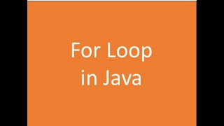 #5 For Loop in Java