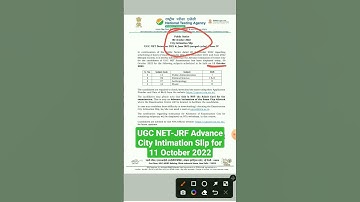 NTA UGC NET City Intimation Slip for 11 October 2022