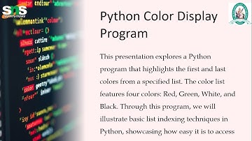 Case Study Video - Color Display program in Python | Problem Solving Using Python | SNS Institutions