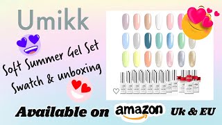 Umikk soft summer gel polish set full swatch review/gel polish nails at home/amazon gel polish sets