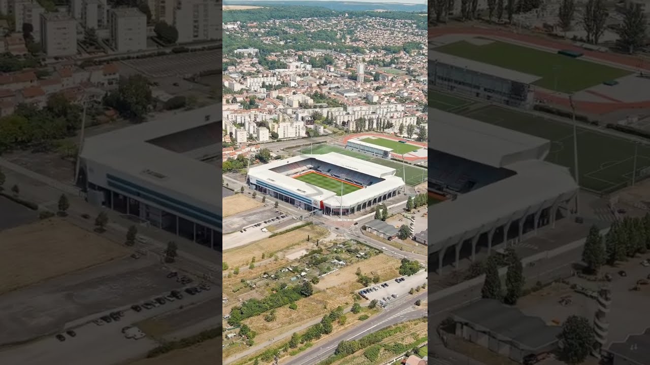 Vertical video. Nancy, France. Stadium Marcel Picot. AS Nancy-Lorraine - Football Club. Summer, S...