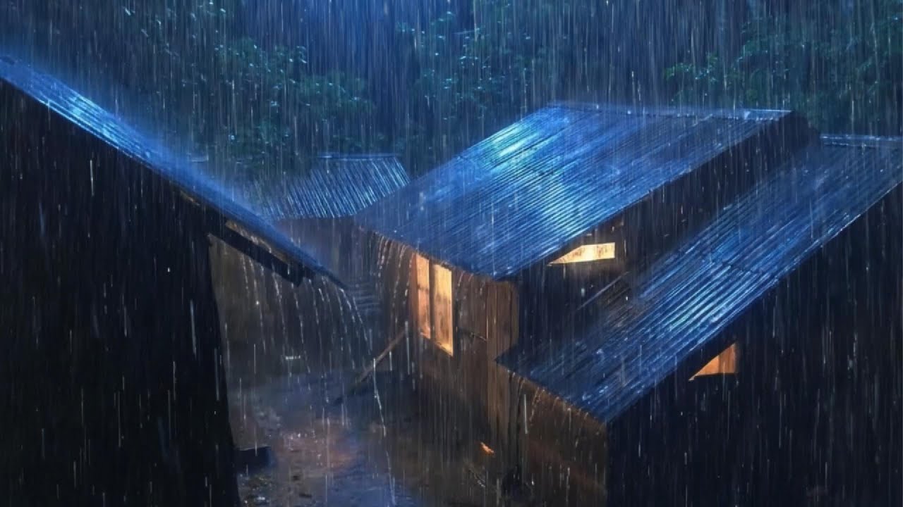 Heavy Rain at Night in a Cozy Cabin 🌧️ Relaxing Sleep Sound - YouTube