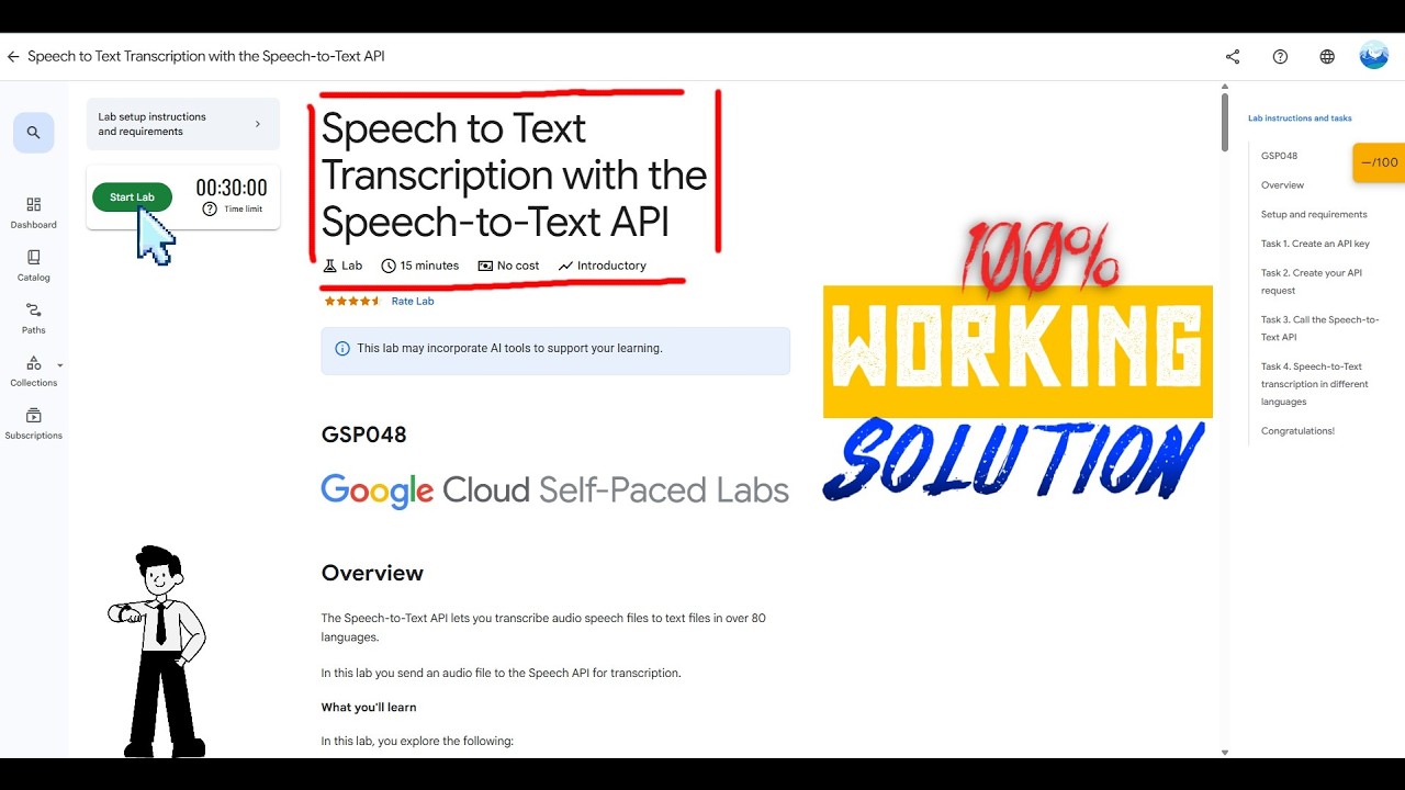 Speech to Text Transcription with the Speech to Text API | GSP048