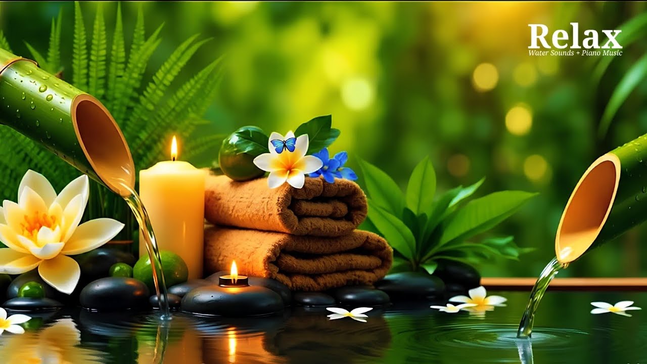 Relaxing Sleep Music + Bamboo Water Sound🌿Bamboo Water Sounds & Relaxing Music, Anxiety Relief