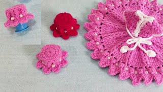 How to make Crochet For Laddu gopal Cap Dress With no #29 बाल गोपाल के लिए टोपी