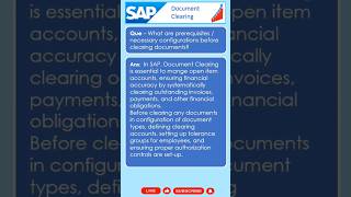 SAP FICO Interview Question-Answer || Prerequisites for Document clearing | #saps4hana #ytshorts