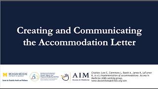 Creating and Communicating the Accommodation Letter in Medical Education