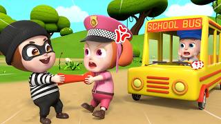 school bus lost horn police officer song rosoo nursery rhymes