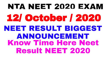 NEET RESULT 2020  Today Know Timing For Result / Neet 2020 latest Update