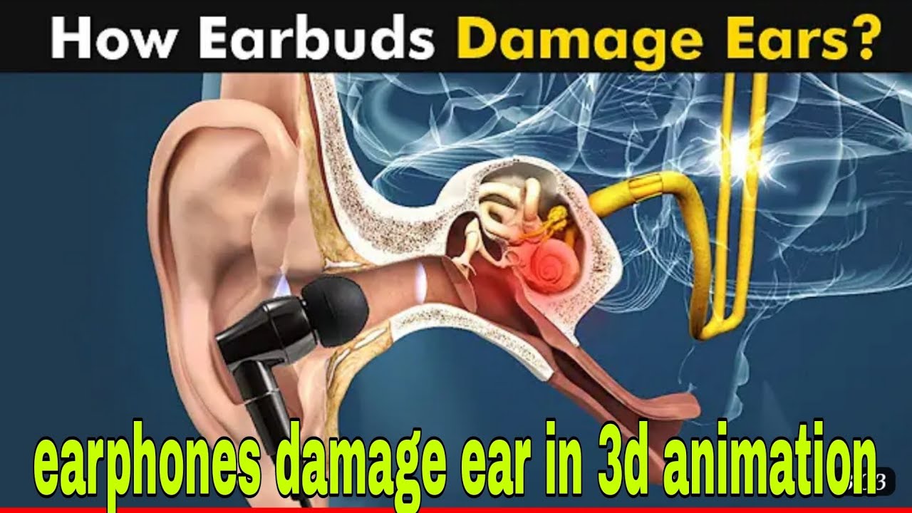 how earbuds damage ear in 3d animation earphones kan ko kaise kharap