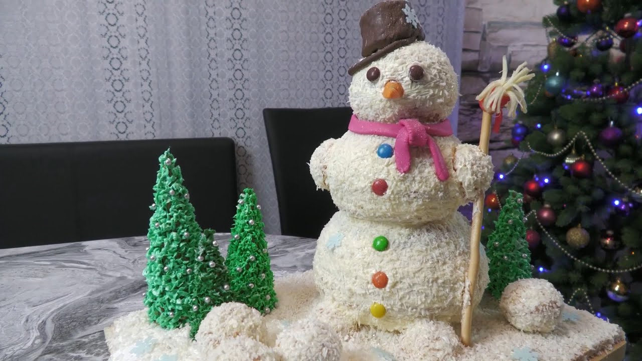 НОВОГОДНИЙ  Торт Снеговик