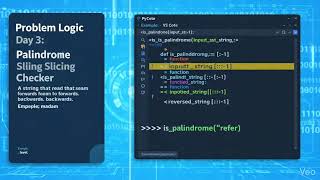 Day 3/7 Python Logic: Reverse Strings in 1 Line! 🚀 | Palindrome Checker