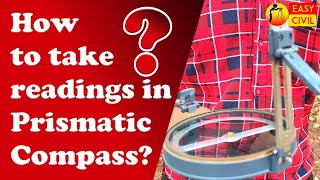 how to take readings in prismatic compass | prismatic compass reading in Hindi | Least Count