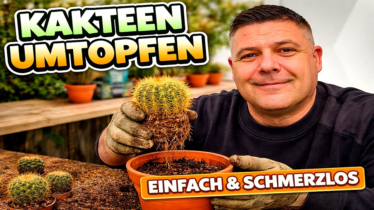 Kaktus umtopfen  einfacher Trick gegen Verletzungen