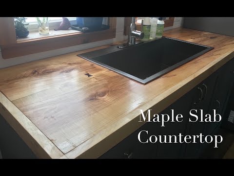 making-kitchen-cabinets-part-6----bookmatched-maple-slab-countertop