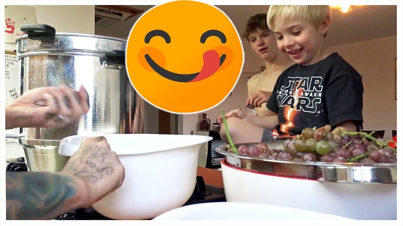 Making Homemade Grape Juice With Max! Funny Kids Cooking Video, Family Fun Time!