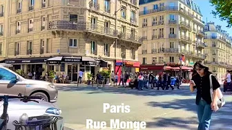 Paris city walks   Rue Monge   Paris, France 4K