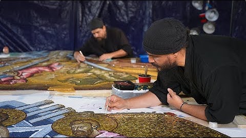 Transfiguration Mosaic Icon Installation by Athopetra