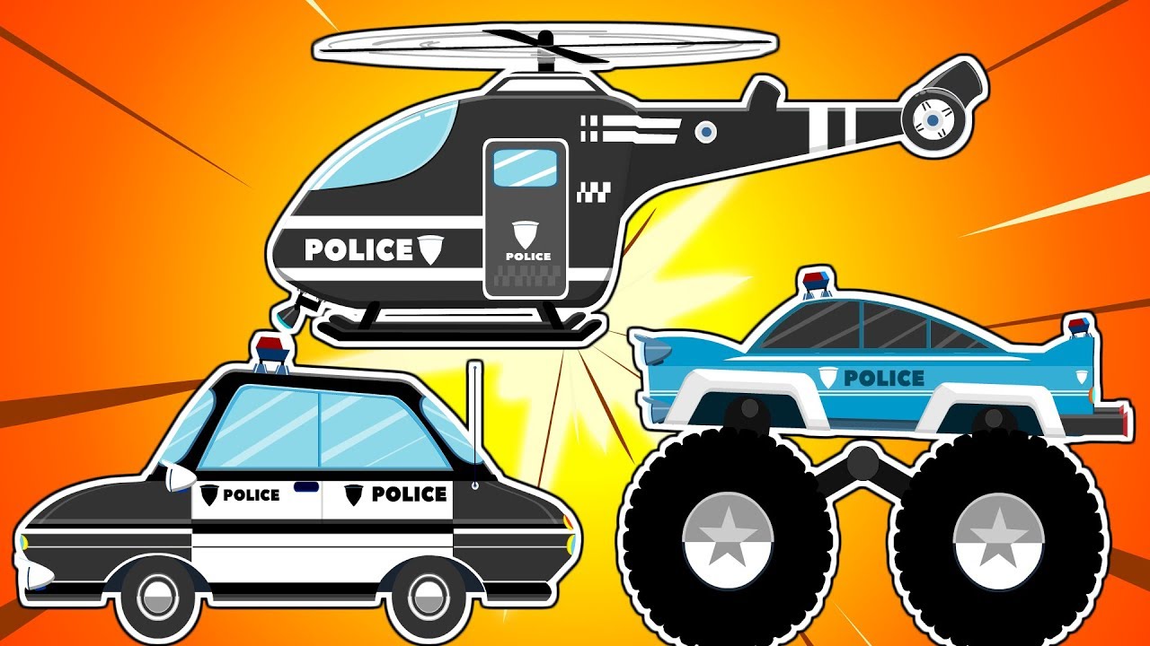 Learn Transport Vehicles Police Cars Cartoon Songs & Rhymes Part 3