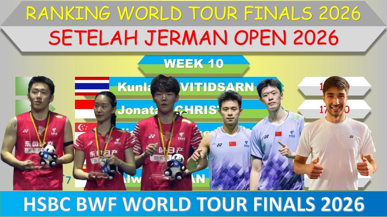 Ranking World Tour Finals 2026 │ Setelah Jerman Open 2026 │