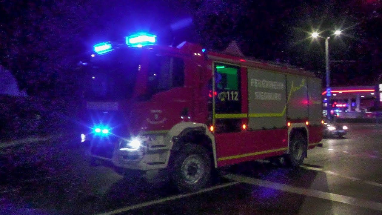 [Neues PTLF] Einsatzfahrten Feuerwehr Siegburg zu Zugbrand - YouTube