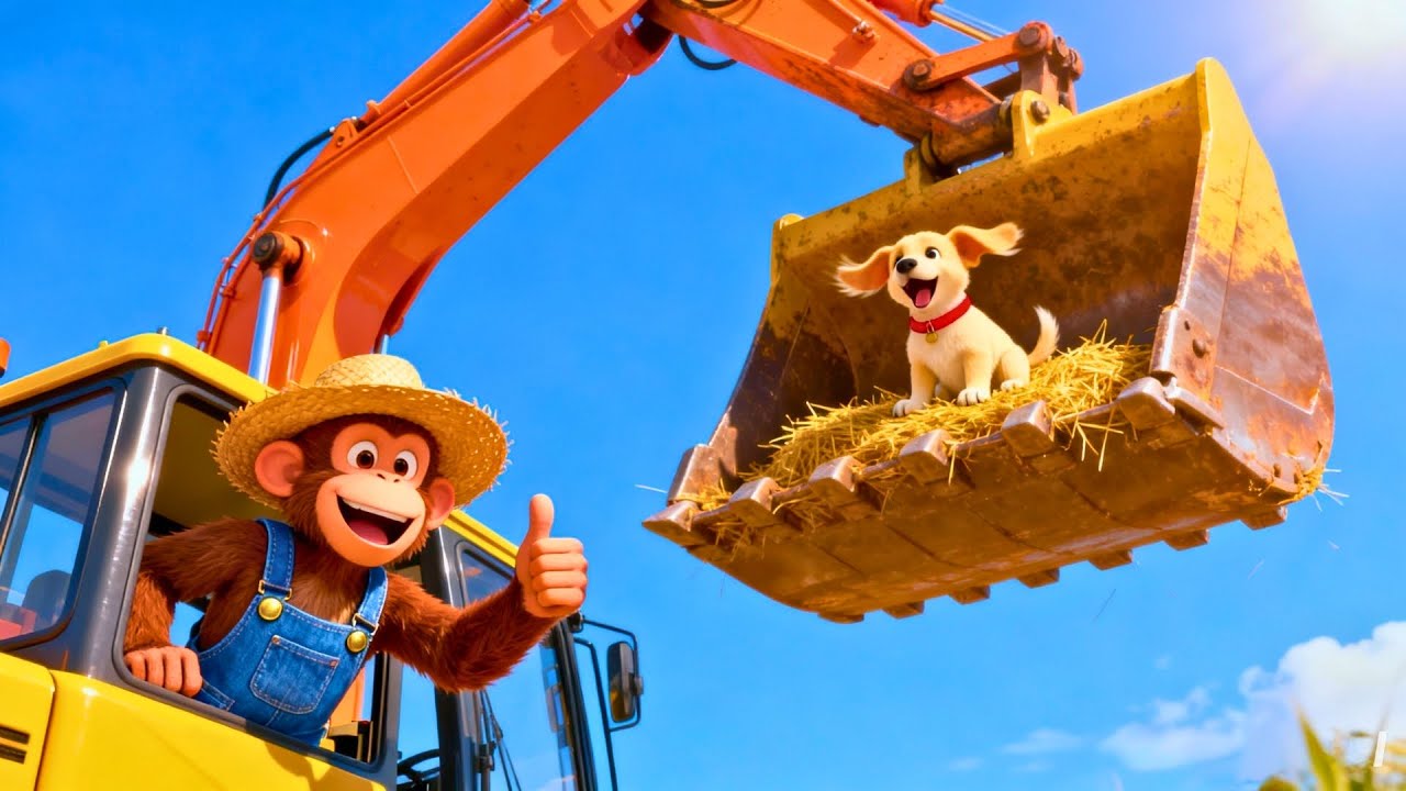 Puppy In Well! Monkey Farmer Excavator Rescue 🚜🐶🆘