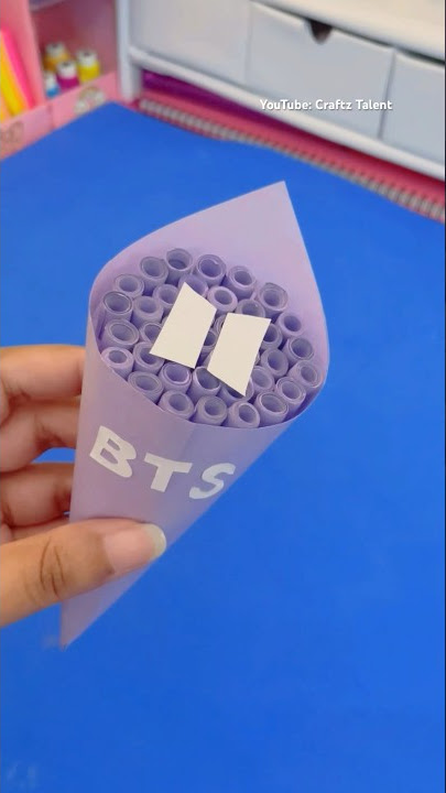 DIY BTS Flower Bouquet 💜how to make #shorts #youtubeshorts #papercraft #bts #btsarmy #viral #tiktok