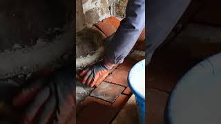 Laying Tiles #vintagefarmhouse Terracotta Tiles #diy #limemortar