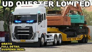 GUANTENG POLL🔥 || SHARE MOD TRUCK UD QUESTER TRAILER LOWBED MUATAN BERAT || MOD BUSSID TERBSRU