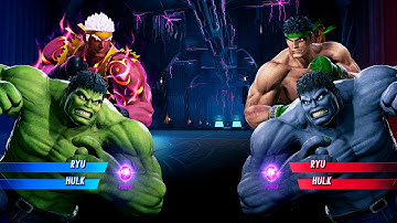 Evil Ryu & Hulk vs Grey Hulk & Ryu (Very Hard) | 4K UHD Gameplay