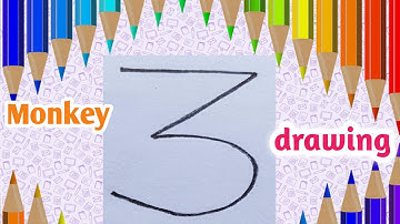 Number Drawing |How to draw Monkey form 3 number step by step learning drawing ||