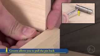 How to quickly install the new Lee Valley Hidden Hinge Pins. For more information visit: http://www.leevalley.com/hardware/page.