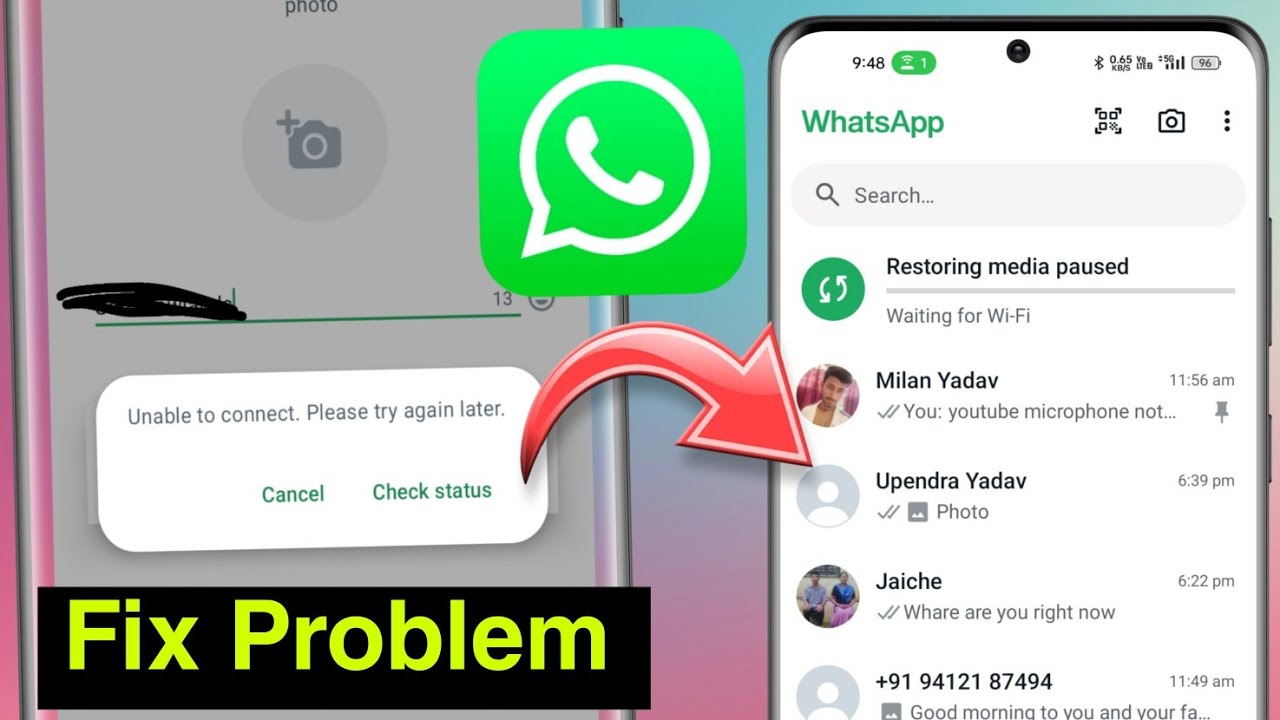 Unable To Connect Please Try Again Later Problem WhatsApp - YouTube