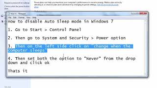 469 How to disable Auto Sleep mode in Windows 7