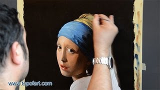Art Reproduction (Vermeer - The Girl with a Pearl Earring) Hand-Painted Step by Step