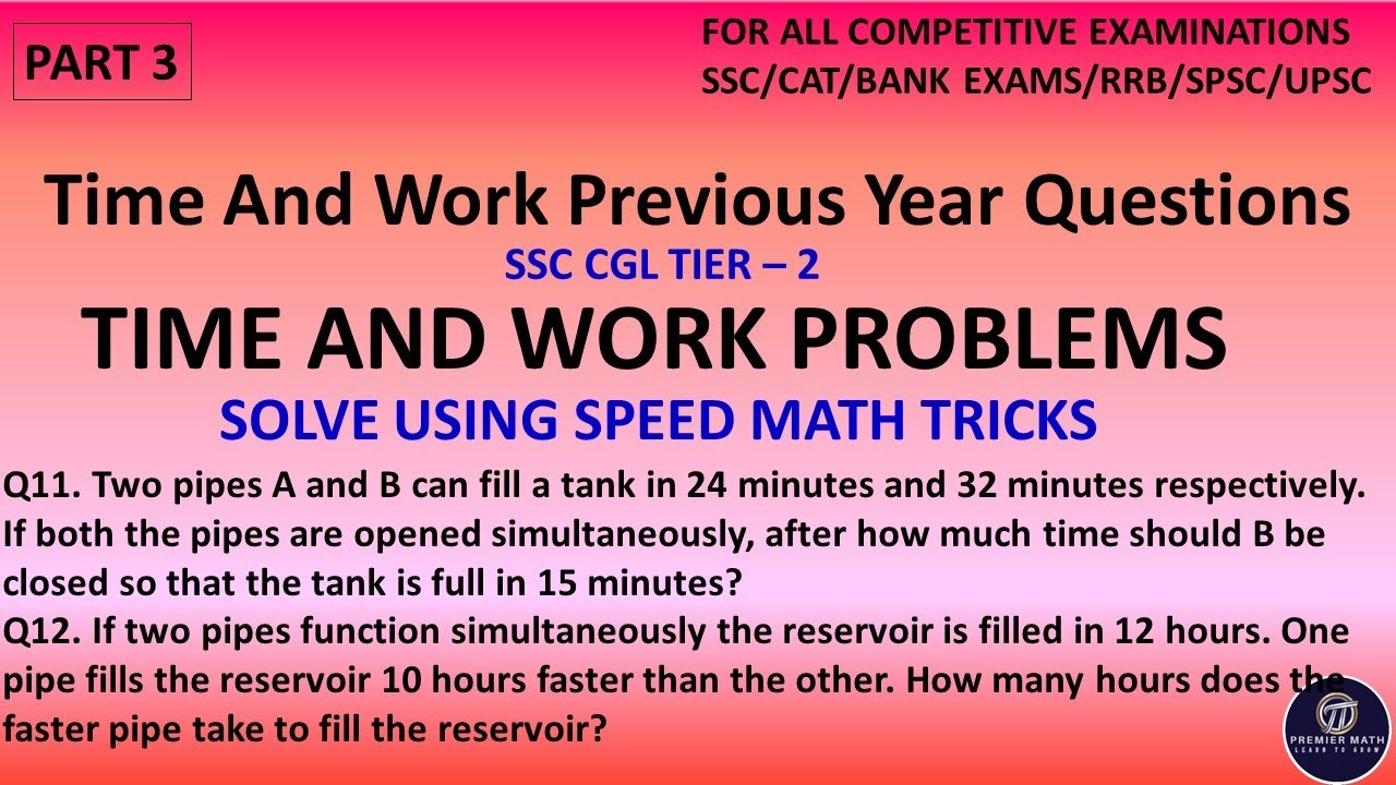 Time and work cgl questions youtube